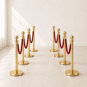 Afzetpaal goud met rood touw (set)