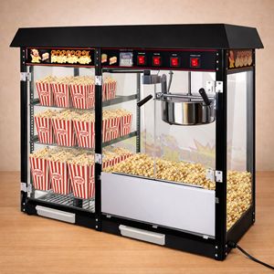 Popcornmachine met verwarmde plateaus