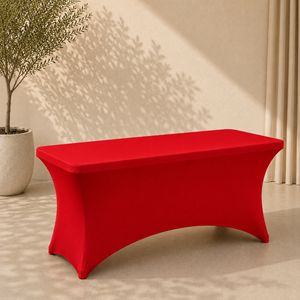 Klaptafel Buffet 183x70 cm (6 pers.) met rode stretchhoes