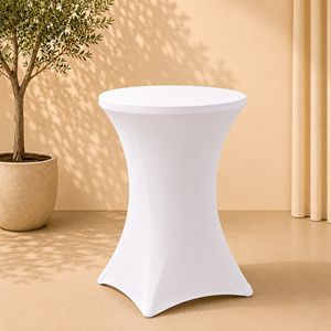 Statafel 60 cm met witte stretchhoes