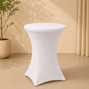 Statafel 80 cm met witte stretchhoes